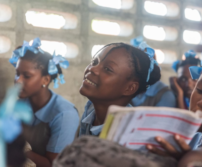 Childrens inside classroom.