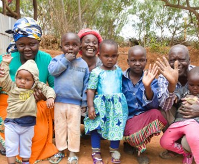 Veronica from Kenya and her husband Cosmas and the family at their home