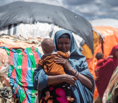 Mother and child in refugee camp