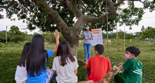 World Vision sponsored child Michaela, 16, teaches youth in her village about Online Sexual Exploitation of Children (OSEC)