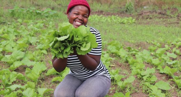 woman holding some plant