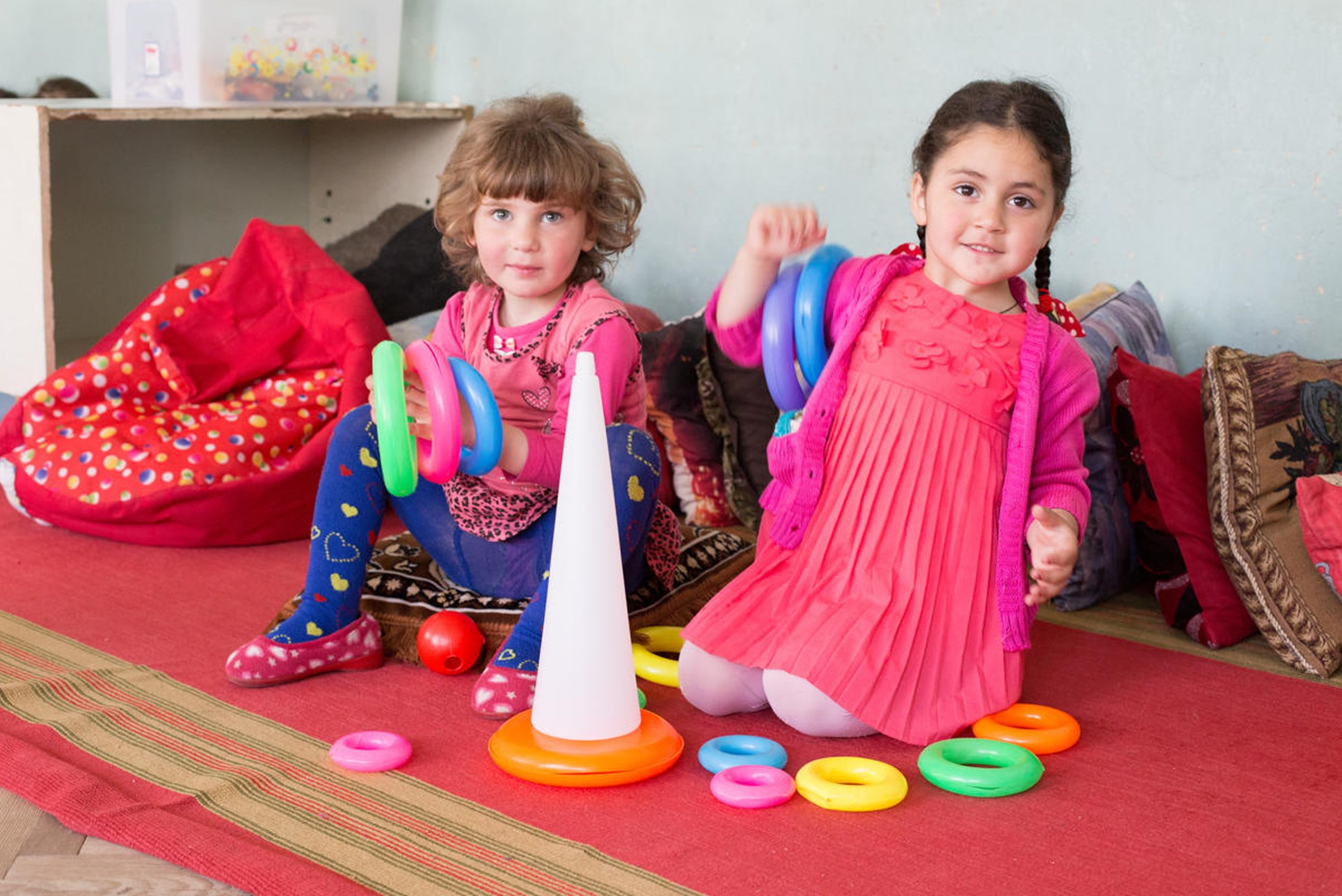 Two children in a kindergarten in Georgia with disabilities