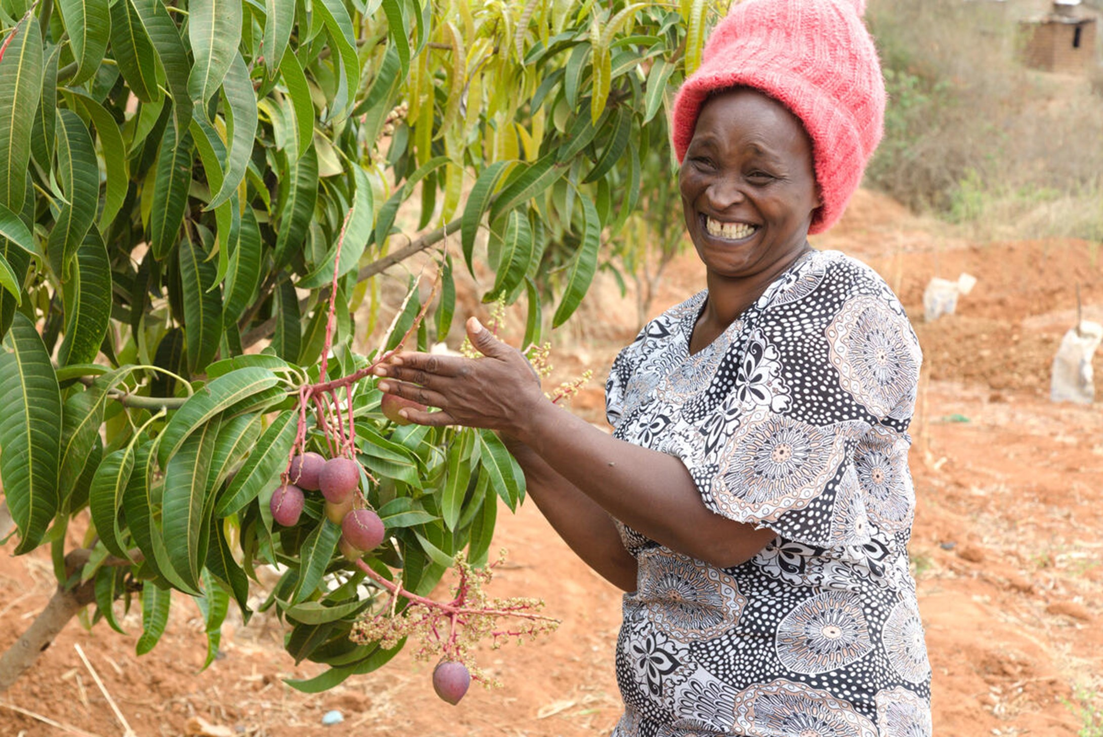 Victoria is proud of her fruit trees, thanks to climate-smart agricultural training and sponsorship